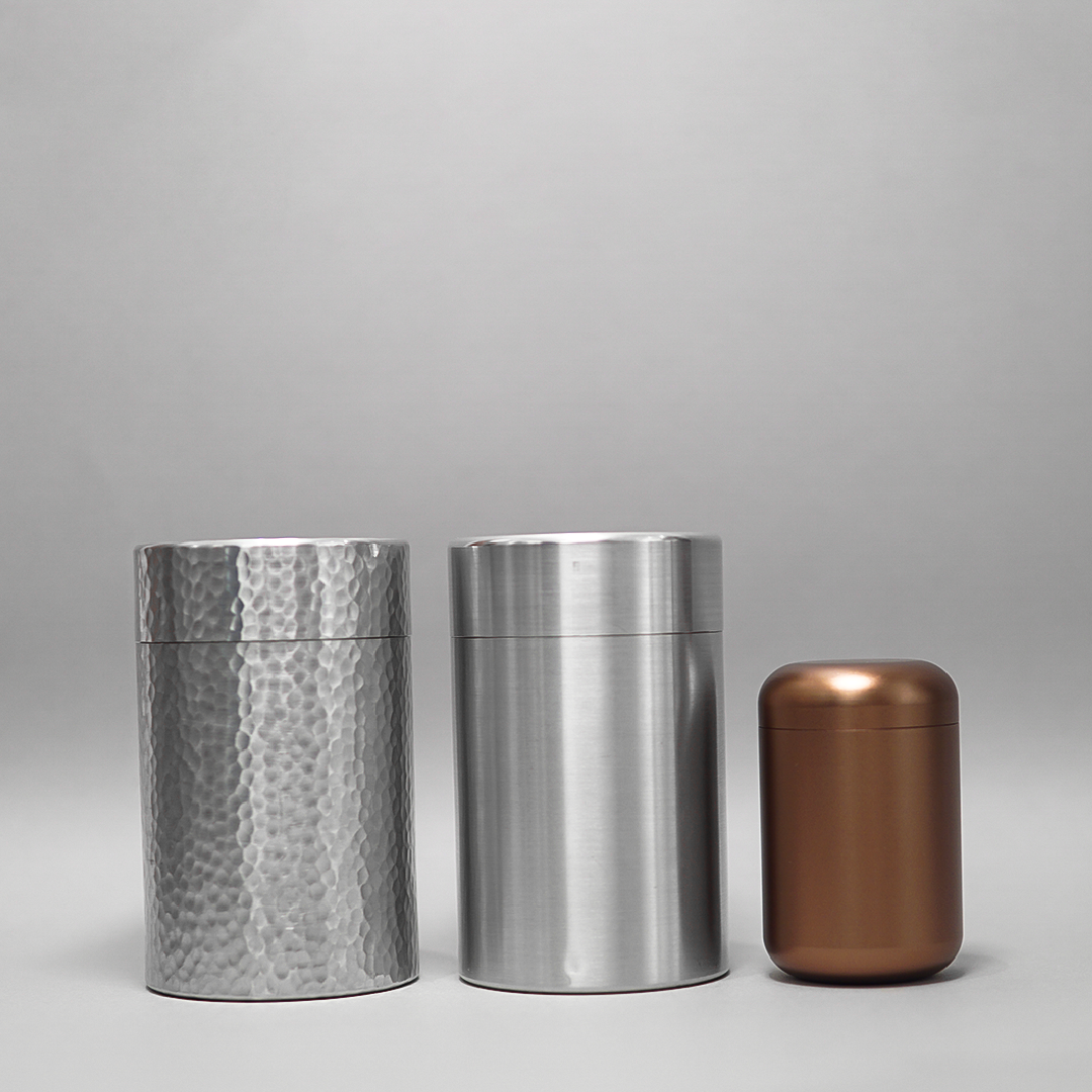 Handmade tea can - patterned grey