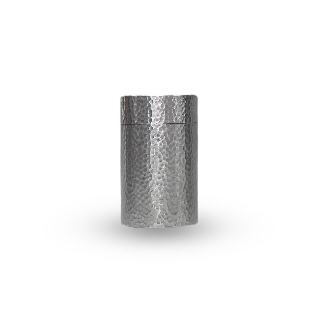 Handmade tea can - patterned grey