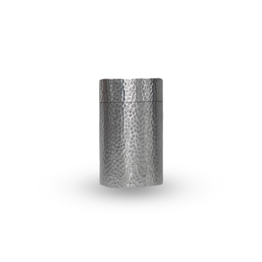 Handmade tea can - patterned grey